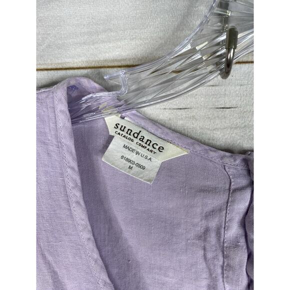 SUNDANCE Dress Womens M Purple Sleeveless Button Back Pintuck Cottagecore Boho - Picture 3 of 11